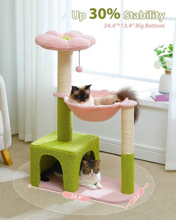 Котячий комплекс MUTTROS 88,9 см з металевим каркасом, гамаком та когтеточкою, рожевий, для маленьких домашніх котів