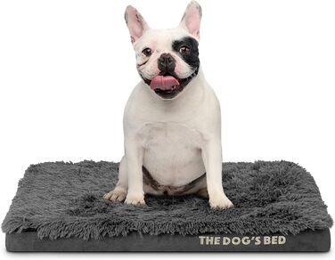 Ортопедичне ліжко для собак, велике, з штучного хутра, 101 x 64 x 10 см, вологостійке, з Memory Foam (матрац 71 x 48 x 5 см, сіре хутро)