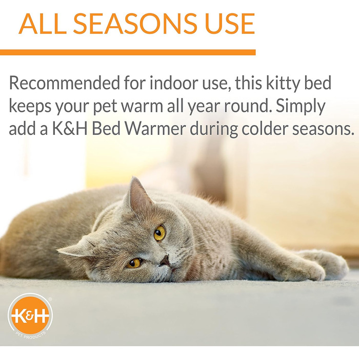 Обігріте котяче ліжко K&H Amazin Kitty Pad для дому, сіра миюча мат для котів, ловить шерсть і пил, 38,1x50,8 см