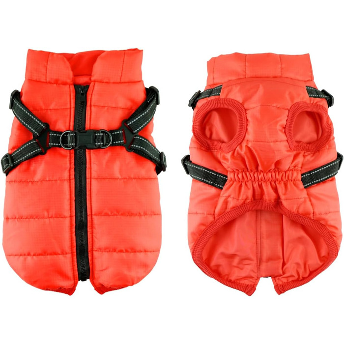 Зимовий теплий водонепроникний одяг для собак Eastlion - куртка для цуценят та собак, жилет з кільцем D, червоний, розмір M