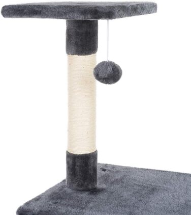 Драбина-кіготь для котів JAMAXX H-90cm з ігровим м'ячем та плюшевою платформою (сірий)