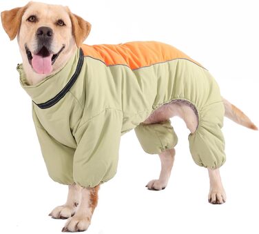 Зимовий теплий костюм для собак, світло-зелений, розмір 18. Вітронепроникна куртка для собак з блискавкою та кільцем, з відбиваючими елементами.