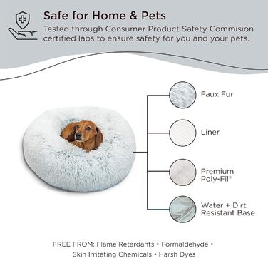 Ліжко для котів і собак Best Friends by Sheri Calming Donut, машинне прання, морозно-сіре, 58x58 см