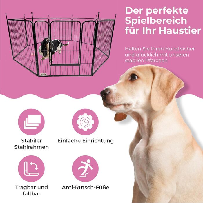 Складаний вольєр MaxxPet для цуценят і домашніх тварин, 16 панелей, 80x100 см, металевий вигульний манеж для собак і кошенят, регульований, для вулиці та дому