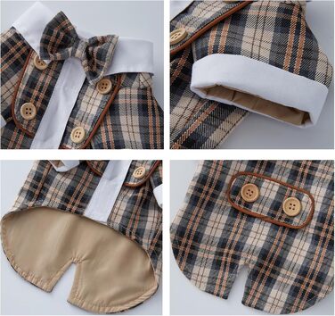 Елегантний костюм для собак: смокінг для маленьких та середніх собак, коричневий, з краваткою, для вечірок, свят, днів народжень, розмір L (довжина спини 34 см)