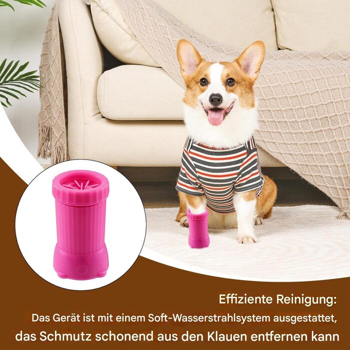 Автоматичний мийник лап для собак - USB-зарядка, для подорожей, рожевий