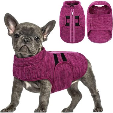 Теплий зимовий пуловер/мандель для собак Queenmore з флісу, для дрібних порід (Чихуахуа, Такса, Бульдог), колір: фіолетовий