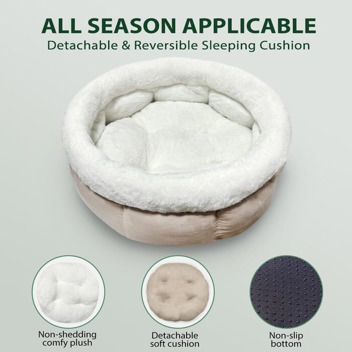 М'яке ліжко-лежанка для собак та котів, 50x50x20 см, світло-коричневий колір