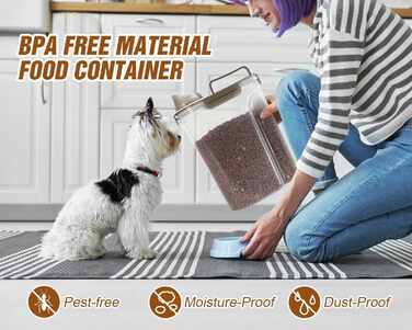 Контейнер для корму TBMax 5 л, герметичний, з мірною чашею, BPA Free, для корму собак і котів, пластиковий, для подорожей та зберігання