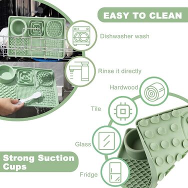 Килимок для собак та котів з силікону Slow Feeder з присосками, для зняття тривоги, для наповнення йогуртом/арахісовою пастою, легко миється, зелений, 30x20 см