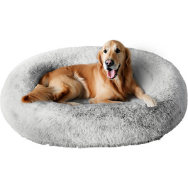 Ортопедичне заспокійливе ліжко для собак великих порід, XL, анти-тривожне ліжко для тварин знімним та пральним чохлом, м'яке ліжко-софа для собак, підтримуючий пінопласт, сірий колір, 112x89x24 см