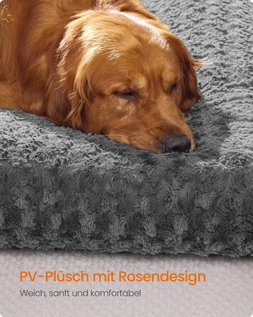 Ліжко для собак Feandrea XL, м'яке, для великих собак, 110 x 73 см, сірий, PGW293GN01