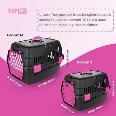 Транспортний бокс Happet Tiertransportbox Teddy M Темно-сірий 56x37x37 см – Міцний, добре провітрюваний бокс для котів та маленьких собак, портативна переноска для подорожей