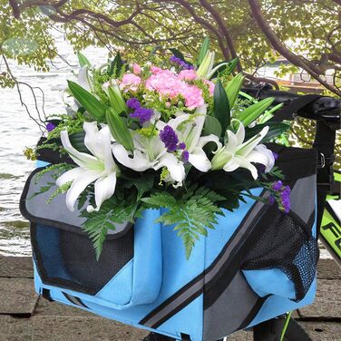 Фahrрадна сумка-кошик для тварин: для собак та котів, кріплення на кермо, рюкзак, знімна, для пікніків, покупок, подорожей, кемпінгу (Блакитний)