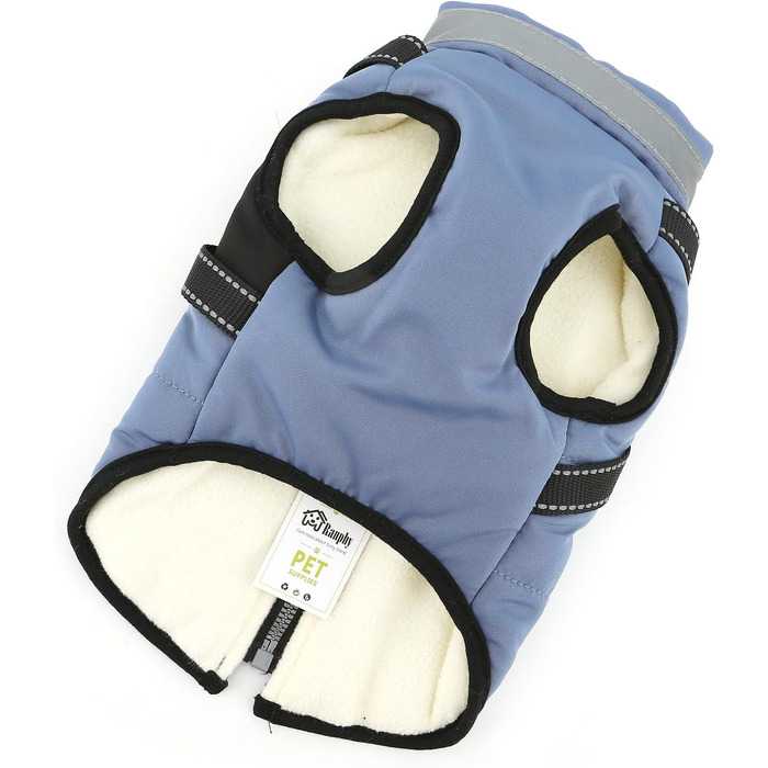 Тепла куртка для собак Yorkie та Chihuahua з підкладкою з флісу та інтегрованим повідком, вітронепроникна, (S, блакитна)