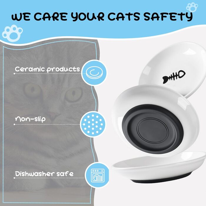 Набір мисок для котів з кераміки (3 шт.) з антиковзними килимками - Katzennapf