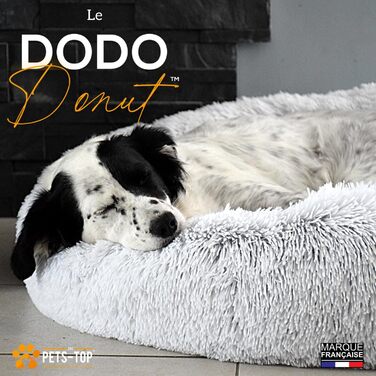 Ліжко для собак і котів PETS-TOP, плюшеве, 60 см, перлово-сіре, знімний чохол, для малих порід