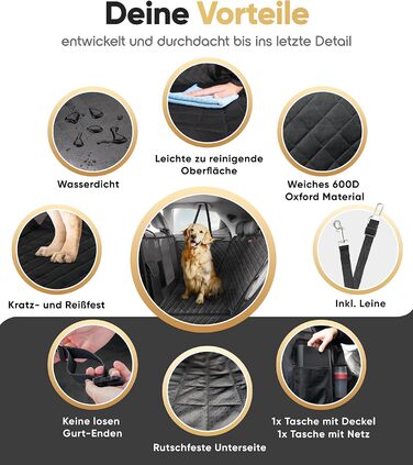 Захисна автомобільна накидка для собак HELDENWERK: водовідштовхувальна, стійка до подряпин, універсальна, з боковим захистом та оглядовим вікном