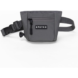 Сумка для ласощів для собак з металевим кліпом для ременя, міцна застібка-магніт, велика місткість, диспенсер для пакетів для екскрементів (темно-сірий)