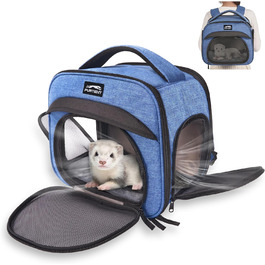 Сумка-переноска для тварин, складна, з леєрою, для кошенят, цуценят, морських свинок (до 3,6 кг), блакитна
