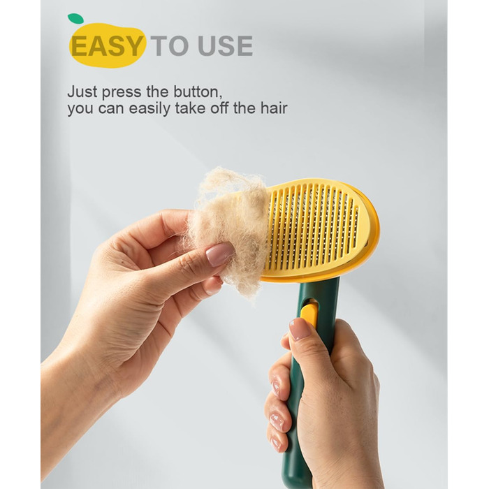 Щітка для собак і котів Mango, самоочисна, у формі манго, зелена