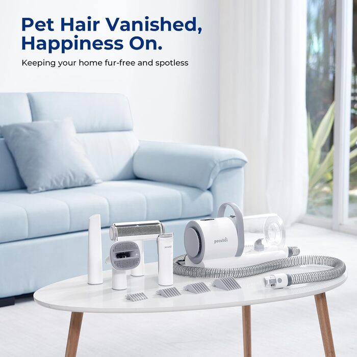Пилсос для собак та котів Pecute 12000Pa з набором для грумінгу, 1.5л, машинка для стрижки