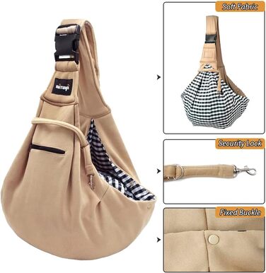 NATUYA Сумка-переноска для собак та котів, бавовняна, бежева, для прогулянок та подорожей