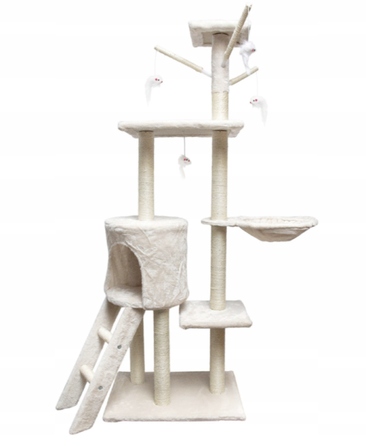 Високий когтеточка-комплекс із лежаком та стовпчиком для кігтів, вежа Pet HOBBY 101 — 160 см