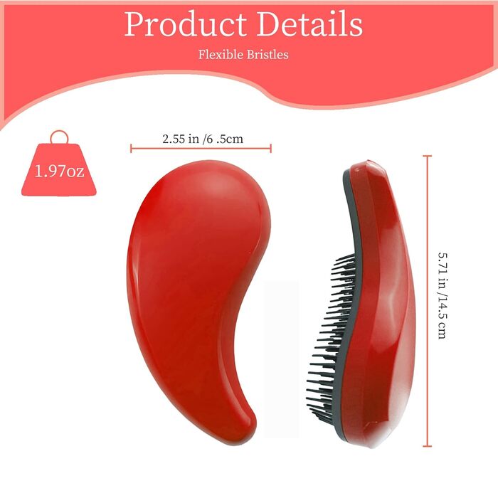 Щітка для собак у вигляді коми, підходить для Йоркширського тер'єра, Ши-тцу, Мальтезе, Мальтіпу, Померанського - м'які щетинки для легкого видалення шерсті, аксесуар для цуценят (Рожеве золото) (Рожевий)