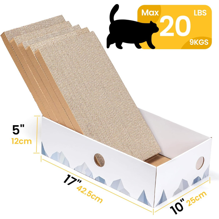 5-Piece Conlun Cat Scratch Box Set with Scratching Pad - Large, White