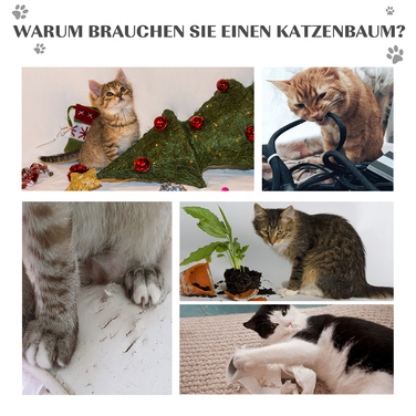 Кігтеточка PawHut маленька для кішок, 46H см, з кігтеточками та ігровими м'ячиками, плюшева чорна, ідеально підходить для маленьких кішок