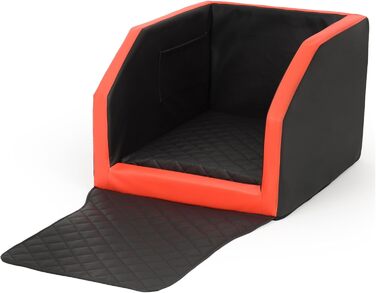 Автоматичне ліжко для собак у машину Velinda, з ременями безпеки, 55x70 см (чорний/білий, чорний/червоний)