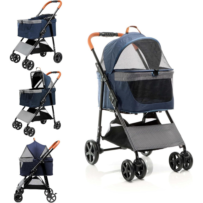 Візок для собак Fudajo 2в1, складаний, з переносною сумкою для тварин, для собак та котів (блакитний, до 20 кг)