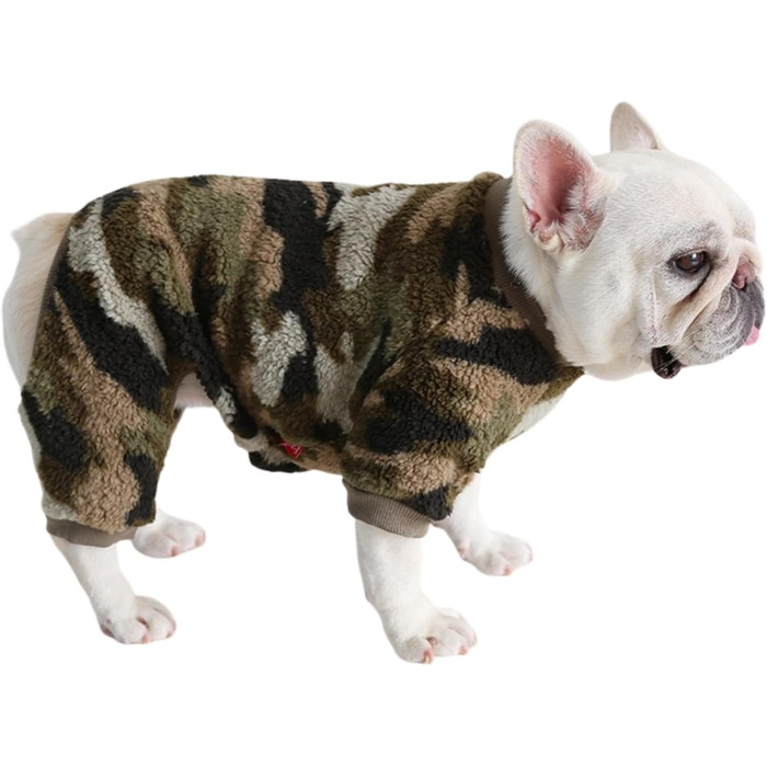 Піжама для собак, тепла флісова, мила, костюм для цуценят та собак, розмір M (L, зелений/камуфляж)