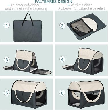 PawHut переносна переносна клітка для собак, транспортна коробка для тварин, 5 розмірів (темно-сірий, L)