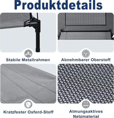 Підвищене ліжко для собак з балдахіном, 76x61x76 см, з металевим каркасом, тканинне, дихаюче, для собак та котів, для дому та вулиці