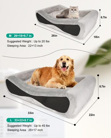 Ортопедичне ліжко для собак та котів NPET з піною пам'яті, розмір M (Large), знімний чохол