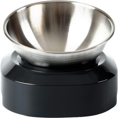 Миска для котів з нахилом 15°, нержавіюча сталь, харчова якість, миється в посудомийній машині, силіконова основа, для котів та цуценят, 1 шт.