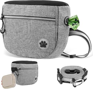 Преміум сумка для собачих ласощів для дресирування, велика місткість, сумка для прогулянки з тримачем для пакетів, регульований ремінь, сумка для цуценят, бананка для собак