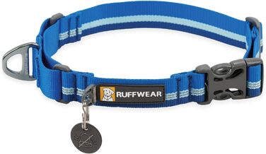 Нашийник для собак RUFFWEAR Web Reaction, регульований мартингал з алюмінієвим V-подібним кільцем, бічною застібкою, зручний тканинний, світловідбиваючий ремінь, колір Blue Pool, розмір 43-51 см