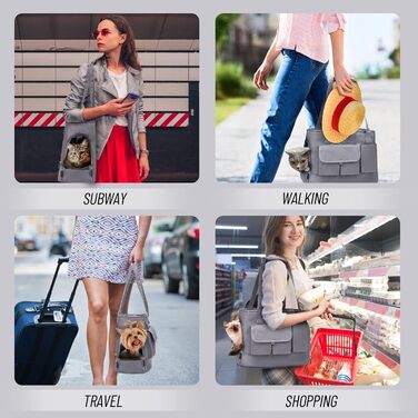 Транслювач для собак та котів Johomviin, переноска для домашніх тварин, складна, водонепроникна, преміум-оксфорд, сіра