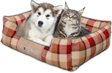 Ортопедичне ліжко для собак PETCUTE, середнього та великого розміру, знімний та миючий чохол, антиковзаюча поверхня, м'яке та комфортне, класичне, червоне