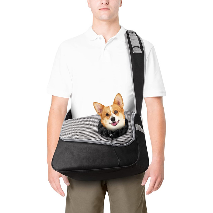 Сумка-переноска для собак та котів, чорна, до 5 кг, регульована, для прогулянок