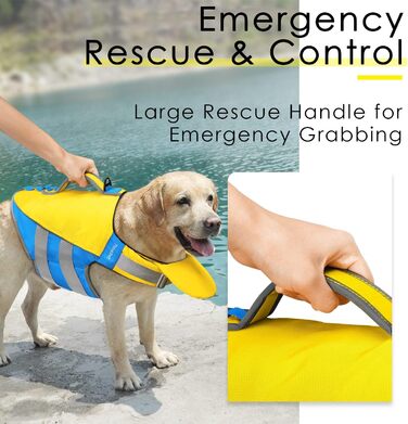ThinkPet Жилет рятувальний для собак, світловідбиваючий, з регулюванням, для плавання (Жовто-блакитний, L)