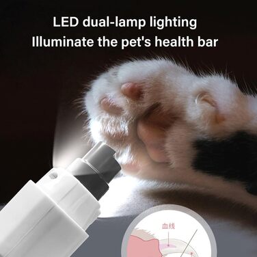 Електричний точильний верстат для нігтів домашніх тварин з подвійним світлом та LCD-дисплеєм, для точного підрізання нігтів, блакитний