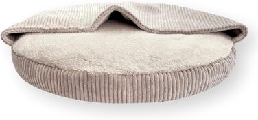 4L Textil Hundebett Vigo з капюшоном: лежанка-будка для собак, ковдра, кошик, спальний мішок, лежанка з корду, подушка для собак середніх розмірів (Бежевий, 90 x 90 x 12 см)