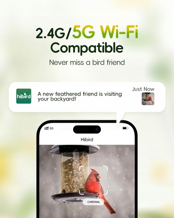 Інтелектуальна годівниця для птахів HIBIRD 4K HD з сонячною панеллю, WiFi-камерою та 6-кратним зумом та ШІ