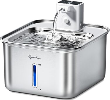 Ка fountain для котів DownyPaws: бездротовий фонтан з нержавіючої сталі, 3л, з датчиком руху, тихий, легко миється