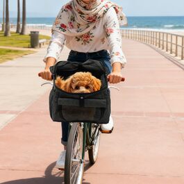 Корзина для велосипеда для собак, сіра, 7,5 кг, з ременями безпеки, дихаюча та міцна, функція рюкзака, 2 кишені