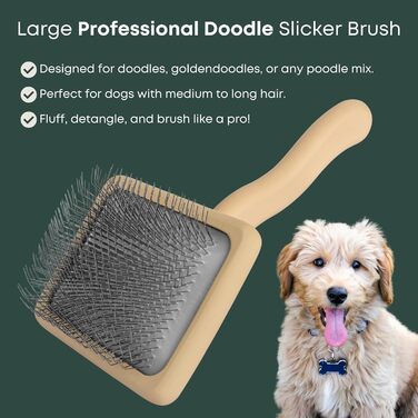 Професійна щітка для собак Doodle Slicker, для догляду за шерстю голдендудлів та пуделів, розплутування та вичісування, середня і довга шерсть, Freshly Bailey
